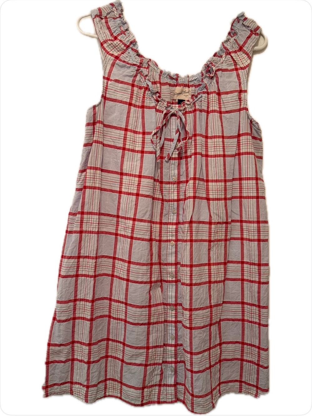 Universal Thread Girls Red and White Plaid Sleeveless Babydoll Dress